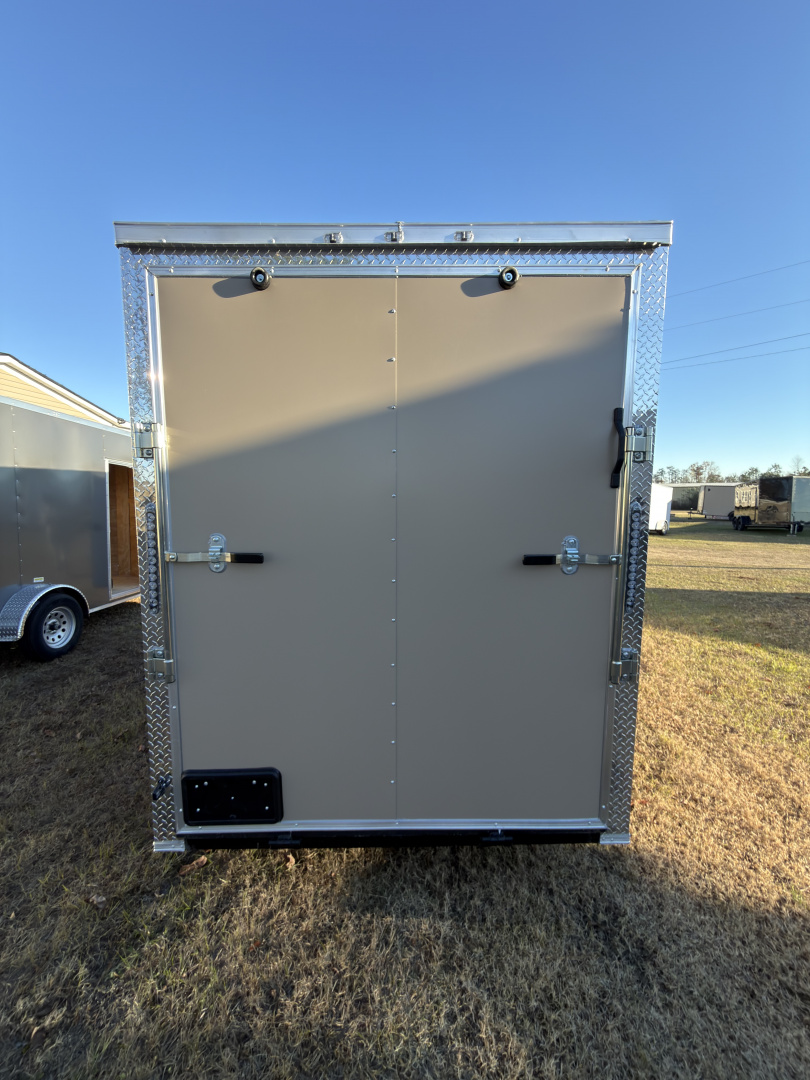 New 2026 J&C Trailers 6x12SA 7' Tall .080 PolyCor Desert Tan Cargo / Enclosed Trailer