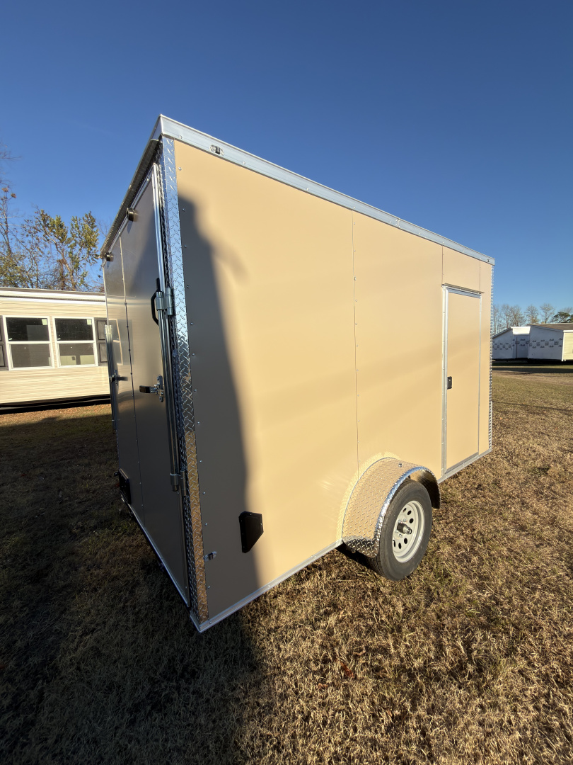 New 2026 J&C Trailers 6x12SA 7' Tall .080 PolyCor Desert Tan Cargo / Enclosed Trailer