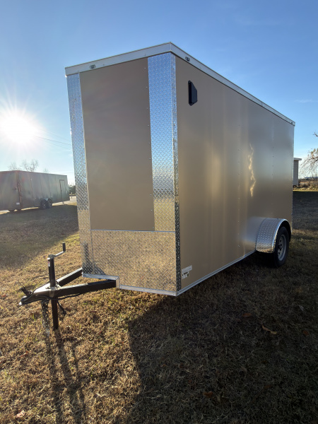 New 2026 J&C Trailers 6x12SA 7' Tall .080 PolyCor Desert Tan Cargo / Enclosed Trailer