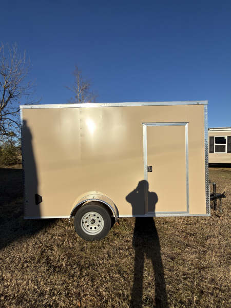 New 2026 J&C Trailers 6x12SA 7' Tall .080 PolyCor Desert Tan Cargo / Enclosed Trailer