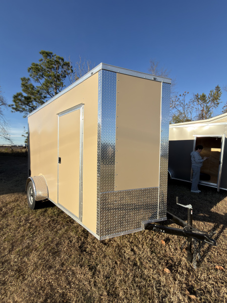 New 2026 J&C Trailers 6x12SA 7' Tall .080 PolyCor Desert Tan Cargo / Enclosed Trailer