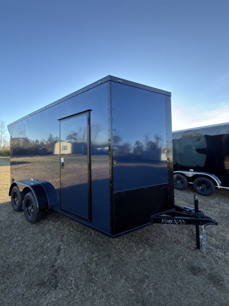 New 2026 Cargo United 7x14TA 7' Tall .080 Indigo Blue PolyCor Blackout Package Rear Wing Spoiler Cargo / Enclosed Trailer