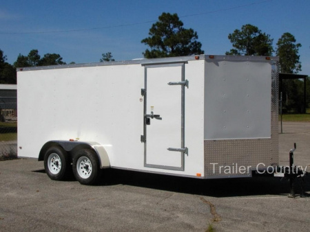 New 2026 New 7x16 Tandem Axle, V-Nosed Enclosed Trailer.
