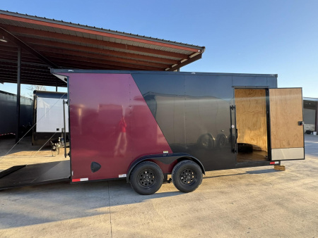 Used USED 2025 True Blue Trailers 7X16 Cargo / Enclosed Trailer TWO TONED TRAILER REAR WING WITH LOADING LIGHTS