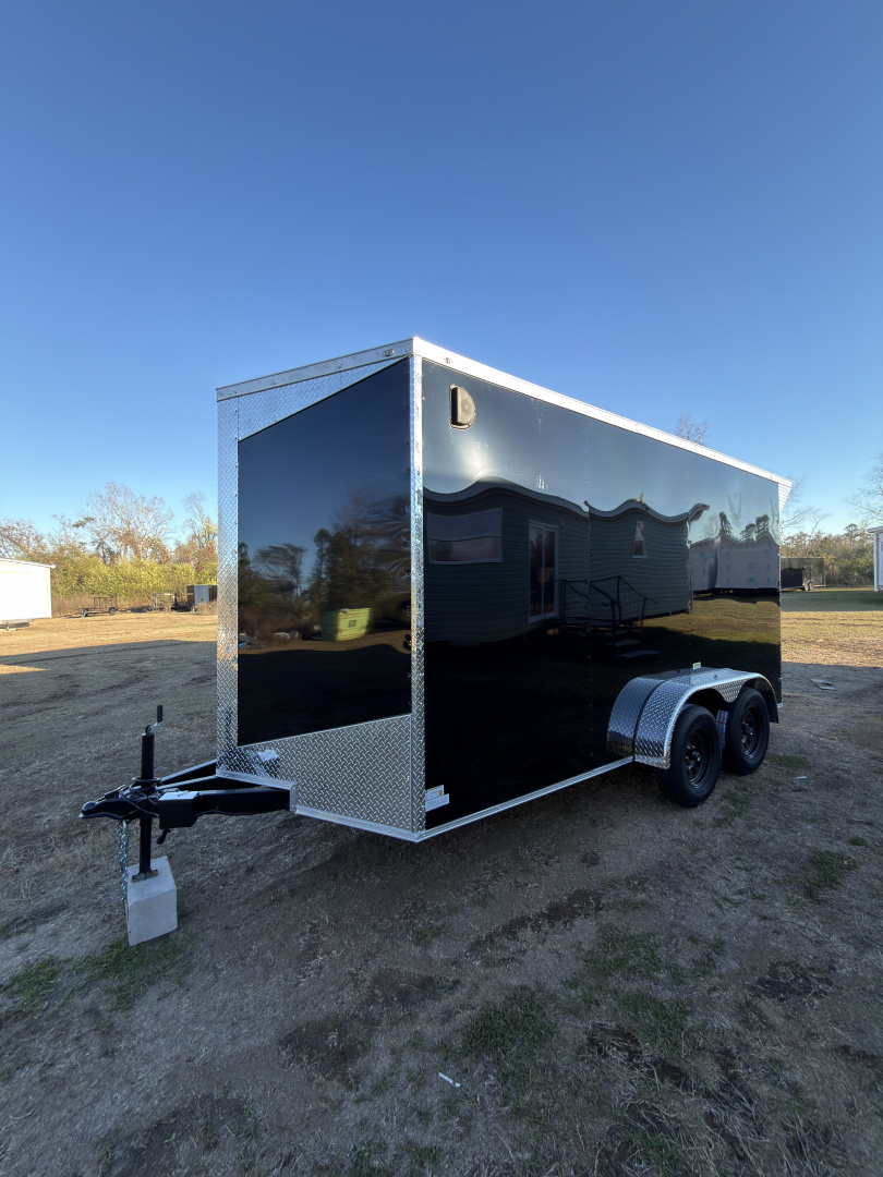 New 2026 Cargo United 7x14TA 7' Tall .080 PolyCor Black Chrome PKG Rear Wing Spoiler Cargo / Enclosed Trailer