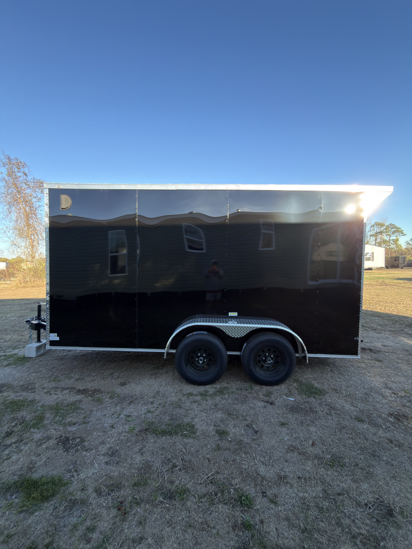 New 2026 Cargo United 7x14TA 7' Tall .080 PolyCor Black Chrome PKG Rear Wing Spoiler Cargo / Enclosed Trailer