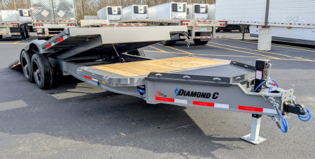 New Diamond C 22' HXD-210 Gravity Tilt Equipment Trailer 102  Wide: 23,000 GVWR, Drive Over Fenders, Spare