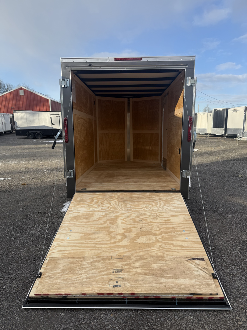 New 2026 Homesteader 6x10 -V-Nose - 6' Int. -Charcoal - RAMP DOOR