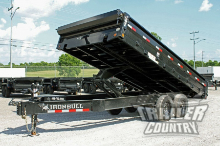 New 2026 NEW 8' x 16' Iron Bull Scissor Hoist Hydraulic Dump Trlr w/18" High DUAL DROP SIDES