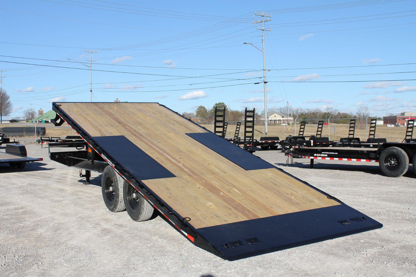 New 2026 New 102'' x 24' Heavy Duty Bumper Pull Wood Deck Power Up & Down Tilt Deck Trailer