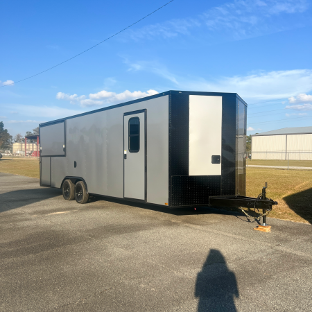 New 8.5X24TA Silver Porch Gullwing Trailer