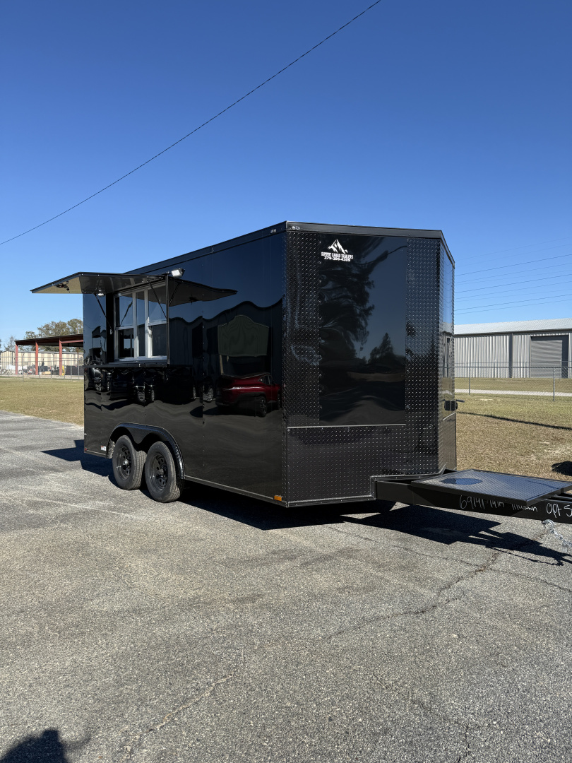 New 8.5X14TA Black Concession Trailer