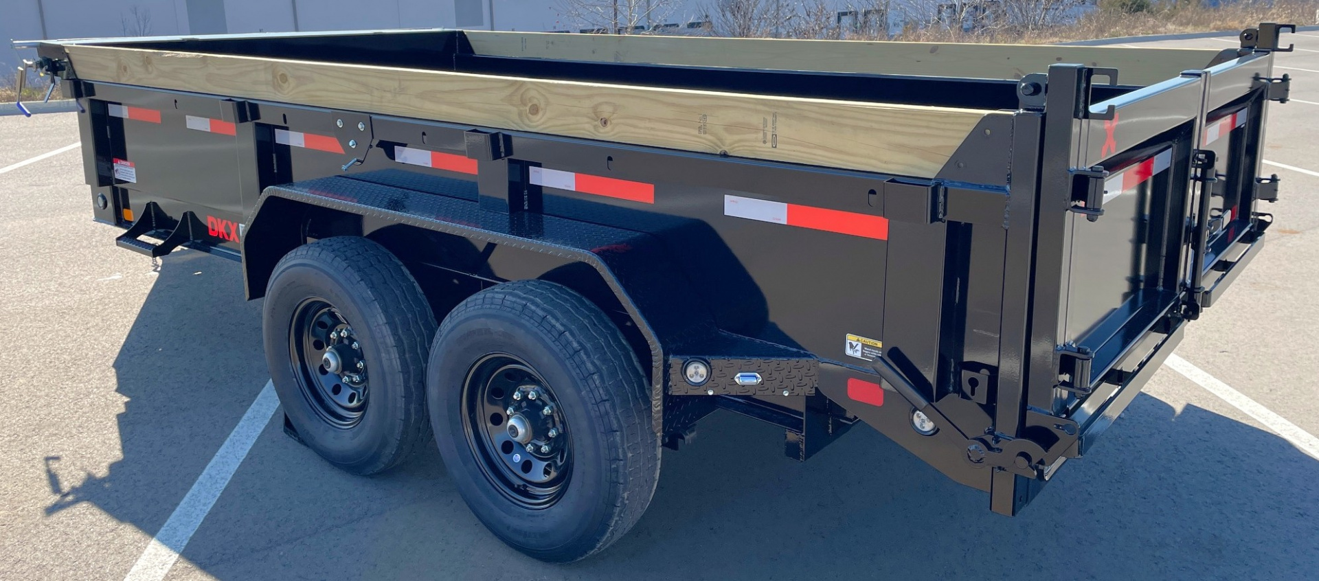 New MAXX-D DKX 14' Scissor Hoist Dump Trailer 14,000 GVWR, 10 Gauge, 24" Sides, Black, Spare, Ramps
