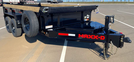 New MAXX-D DKX 14' Scissor Hoist Dump Trailer 14,000 GVWR, 10 Gauge, 24" Sides, Black, Spare, Ramps