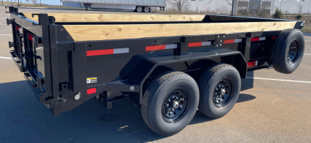 New MAXX-D DKX 14' Scissor Hoist Dump Trailer 14,000 GVWR, 10 Gauge, 24" Sides, Black, Spare, Ramps