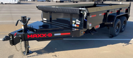 New MAXX-D DKX 14' Scissor Hoist Dump Trailer 14,000 GVWR, 10 Gauge, 24" Sides, Black, Spare, Ramps