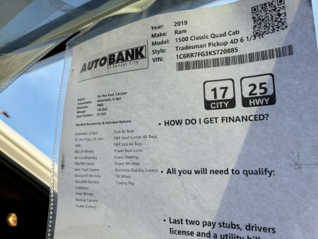 Used 2019 RAM 1500 Classic Quad Cab Tradesman Truck