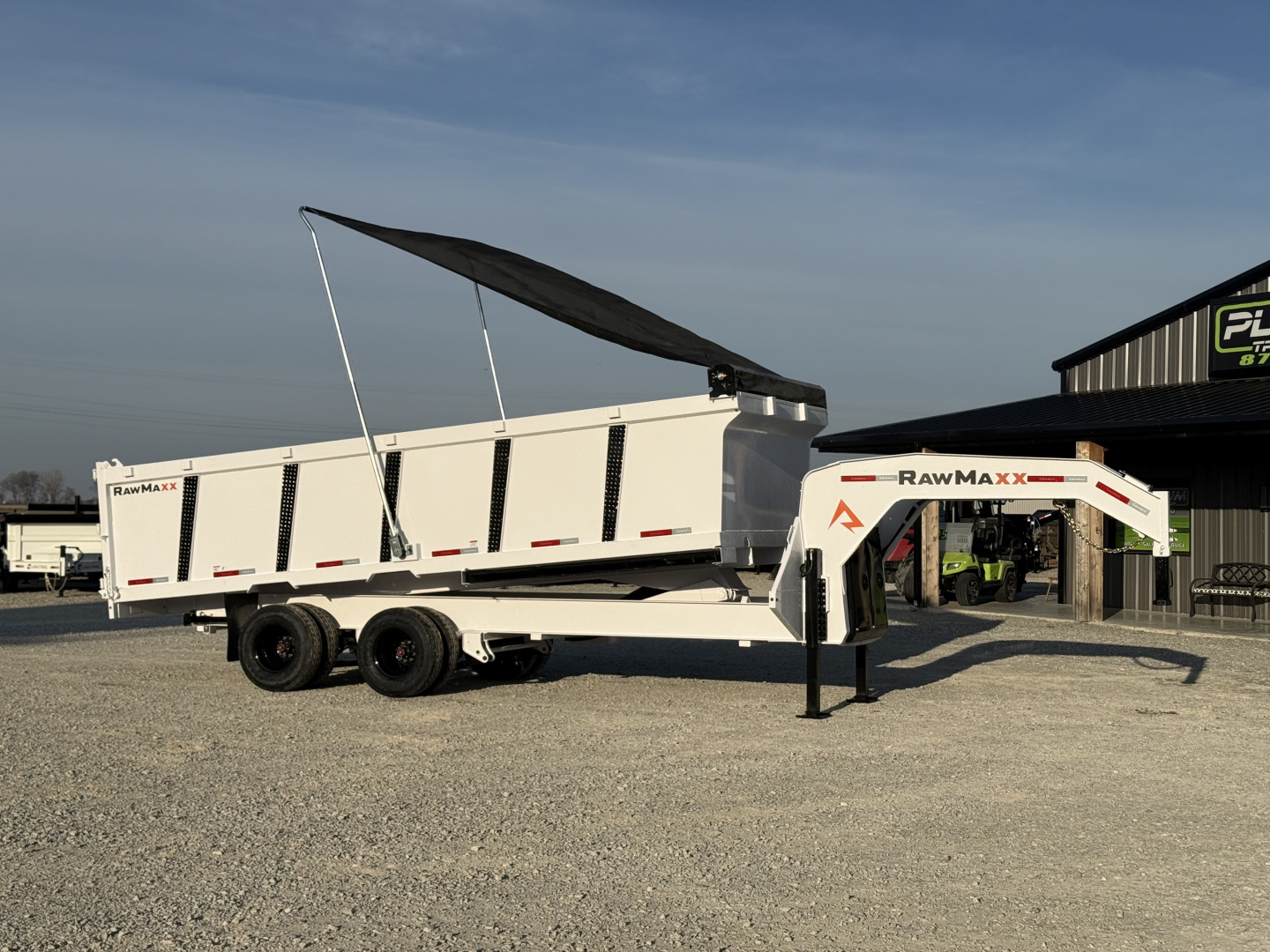 New 2026 RawMaxx HDX 102X20X44 GOOSENECK HIGH SIDE W/14 PLYS, HYDRAULIC JACKS, HYDRAULIC DISC BRAKES, AND FLIP OVER TARP 25.9K GVWR Tandem Dual Dump Trailer Dump Trailer