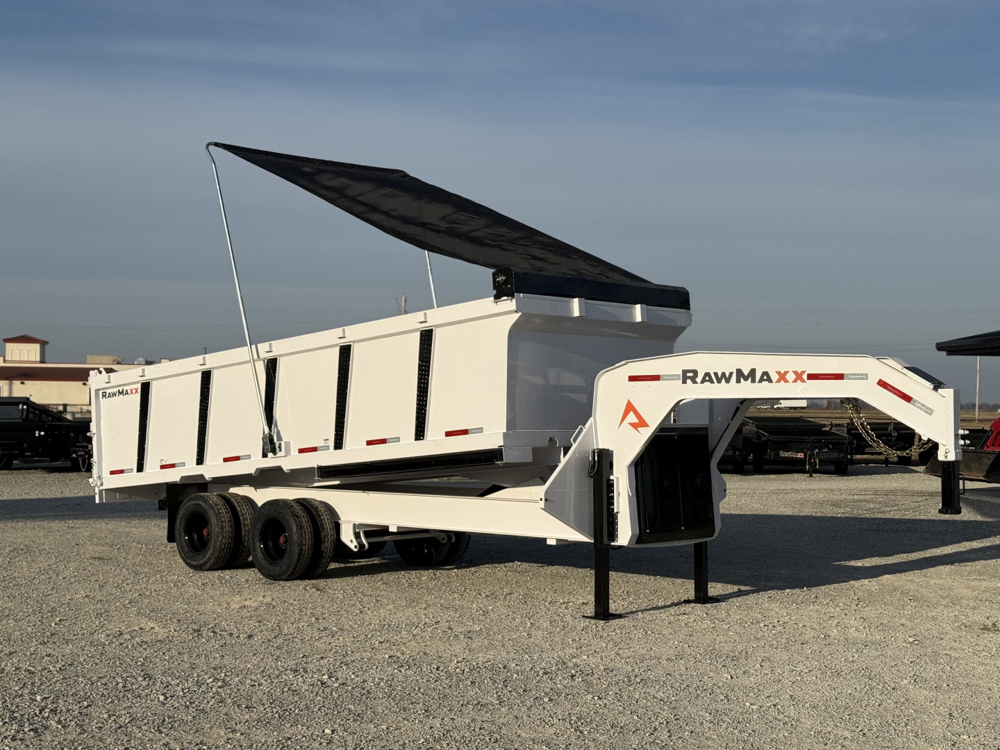 New 2026 RawMaxx HDX 102X20X44 GOOSENECK HIGH SIDE W/14 PLYS, HYDRAULIC JACKS, HYDRAULIC DISC BRAKES, AND FLIP OVER TARP 25.9K GVWR Tandem Dual Dump Trailer Dump Trailer