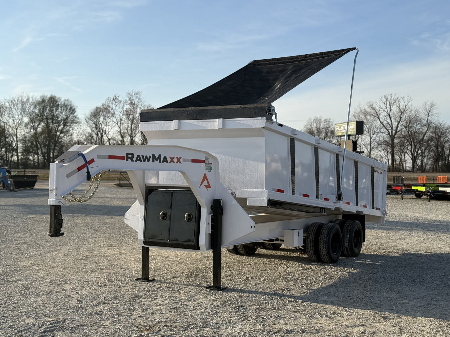 New 2026 RawMaxx HDX 102X20X44 GOOSENECK HIGH SIDE W/14 PLYS, HYDRAULIC JACKS, HYDRAULIC DISC BRAKES, AND FLIP OVER TARP 25.9K GVWR Tandem Dual Dump Trailer Dump Trailer