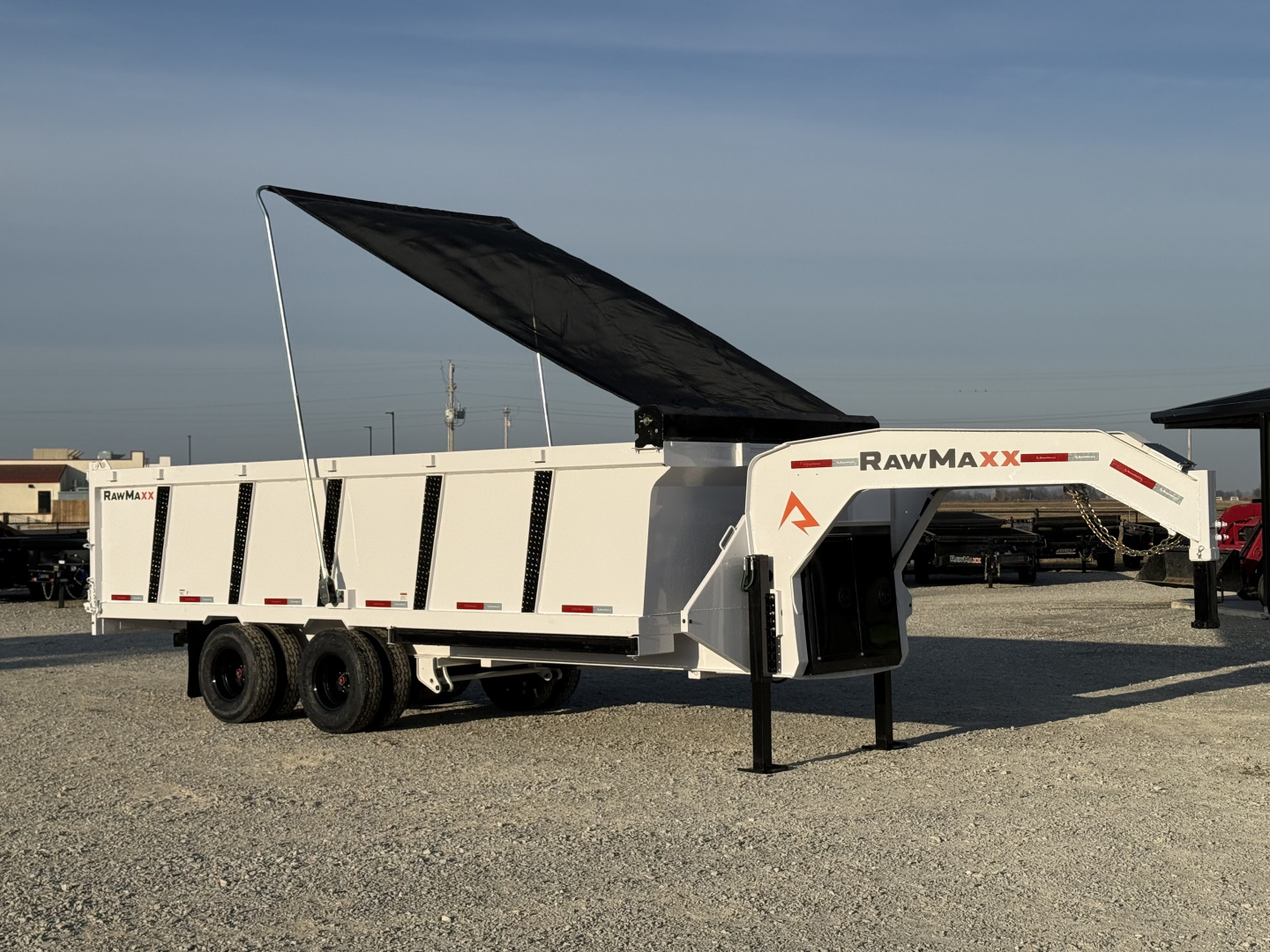 New 2026 RawMaxx HDX 102X20X44 GOOSENECK HIGH SIDE W/14 PLYS, HYDRAULIC JACKS, HYDRAULIC DISC BRAKES, AND FLIP OVER TARP 25.9K GVWR Tandem Dual Dump Trailer Dump Trailer