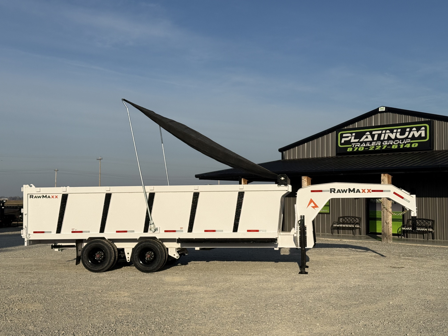 New 2026 RawMaxx HDX 102X20X44 GOOSENECK HIGH SIDE W/14 PLYS, HYDRAULIC JACKS, HYDRAULIC DISC BRAKES, AND FLIP OVER TARP 25.9K GVWR Tandem Dual Dump Trailer Dump Trailer
