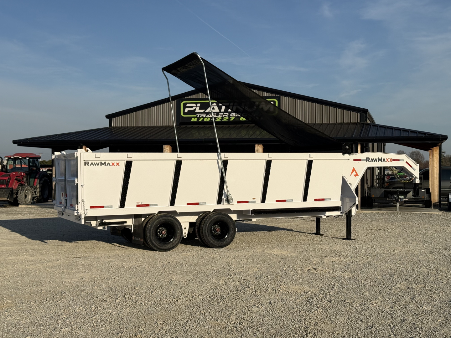 New 2026 RawMaxx HDX 102X20X44 GOOSENECK HIGH SIDE W/14 PLYS, HYDRAULIC JACKS, HYDRAULIC DISC BRAKES, AND FLIP OVER TARP 25.9K GVWR Tandem Dual Dump Trailer Dump Trailer