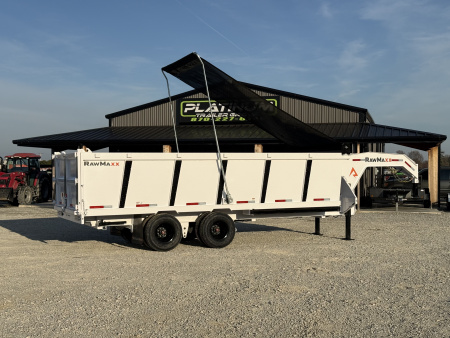New 2026 RawMaxx HDX 102X20X44 GOOSENECK HIGH SIDE W/14 PLYS, HYDRAULIC JACKS, HYDRAULIC DISC BRAKES, AND FLIP OVER TARP 25.9K GVWR Tandem Dual Dump Trailer Dump Trailer