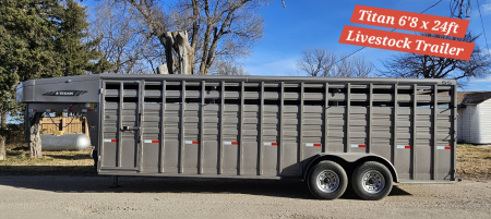 New 2025 TITAN TRAILER Standard 6'8 x 24' Stock Trailer