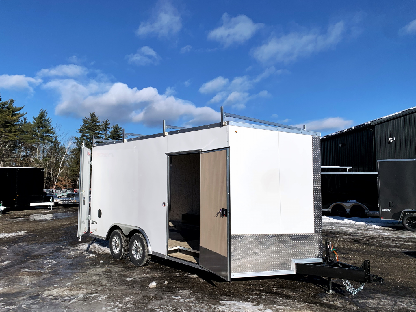 New 2026 Pace American 8.5X16 + 2ft V nose/ Ladder Racks/ Barn Doors/ 7' Int - 7000gvw