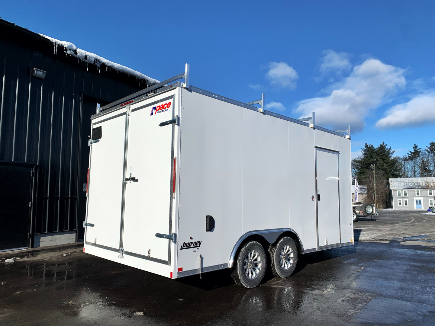 New 2026 Pace American 8.5X16 + 2ft V nose/ Ladder Racks/ Barn Doors/ 7' Int - 7000gvw