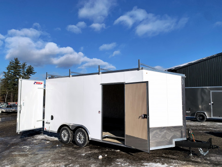 New 2026 Pace American 8.5X16 + 2ft V nose/ Ladder Racks/ Barn Doors/ 7' Int - 7000gvw