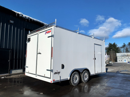 New 2026 Pace American 8.5X16 + 2ft V nose/ Ladder Racks/ Barn Doors/ 7' Int - 7000gvw