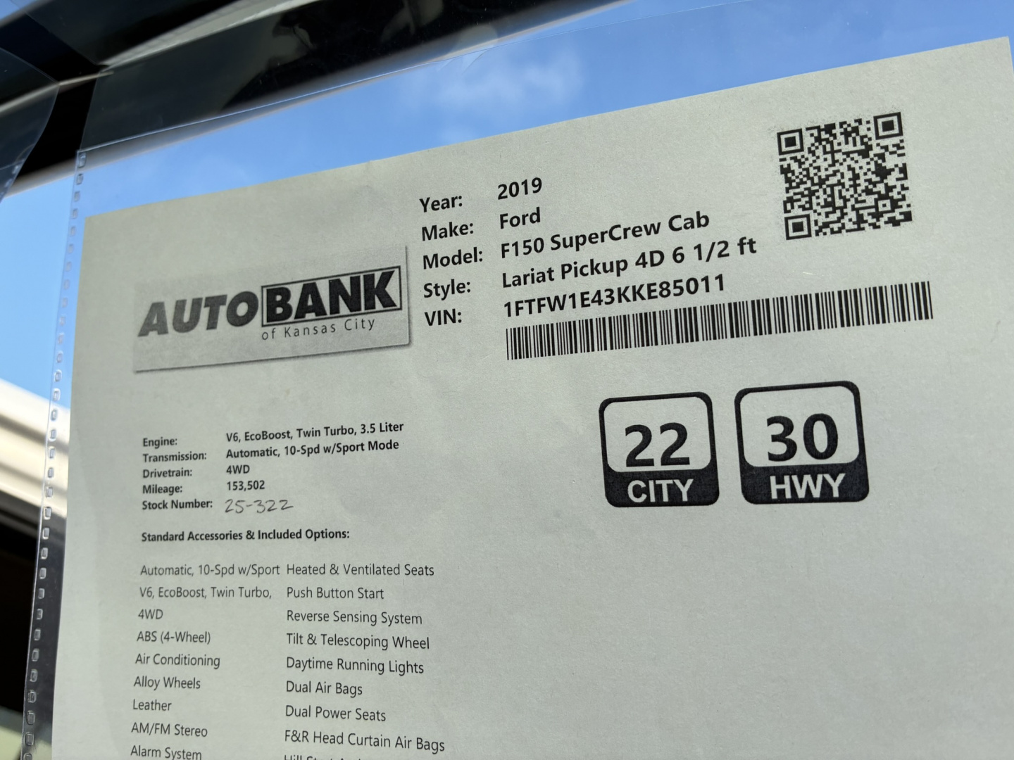 Used 2019 Ford F150 Super Crew Cab Lariat Truck