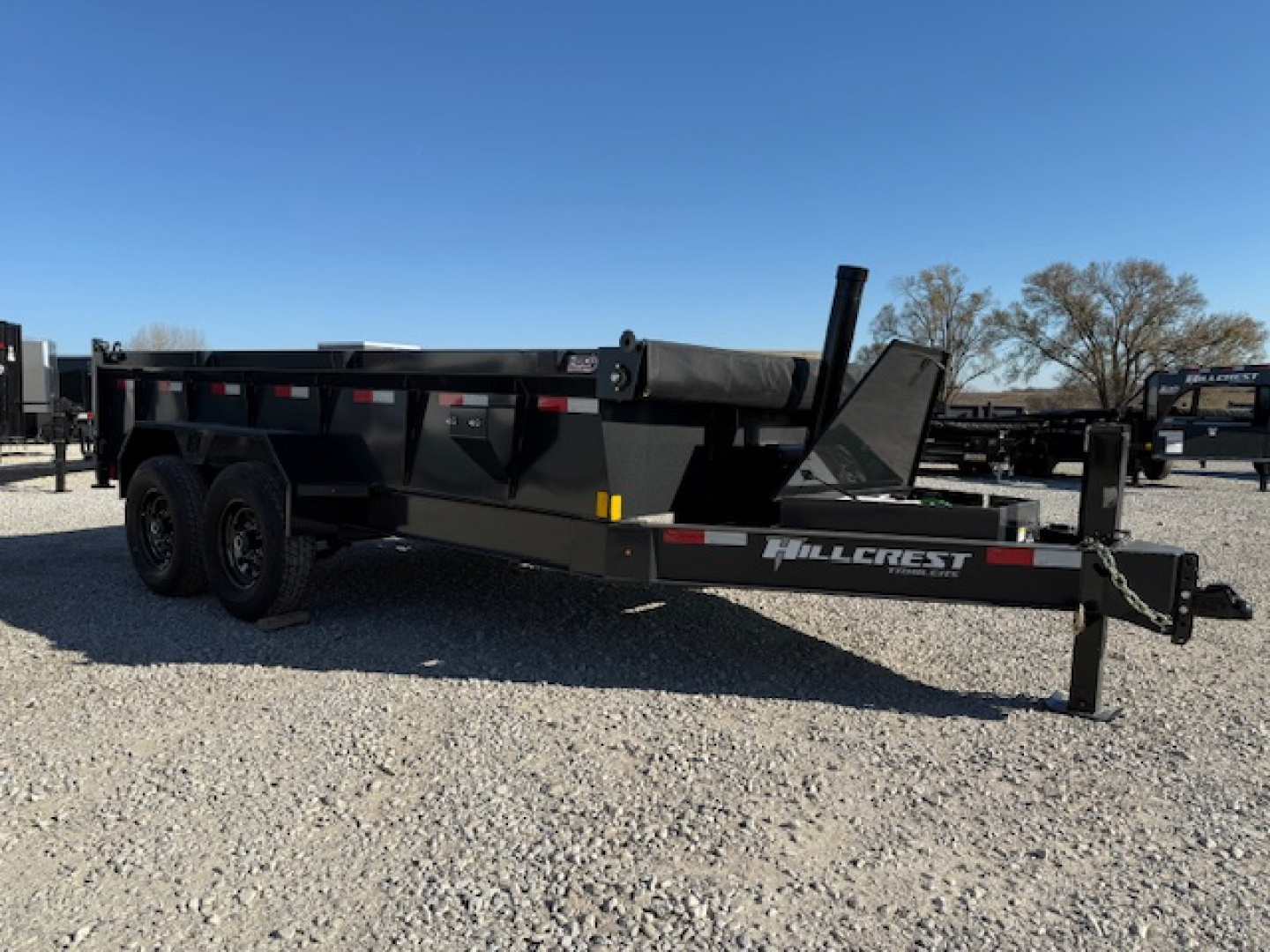 New 2026 Hillcrest Deep Charcoal 7'x14' 15.4k Demco Coupler Dump Trailer