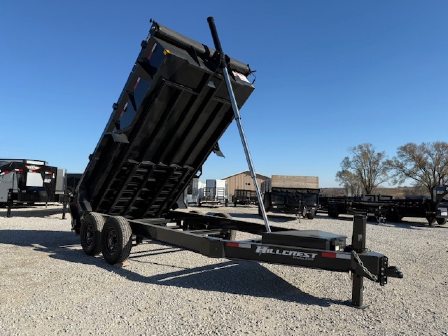 New 2026 Hillcrest Deep Charcoal 7'x14' 15.4k Demco Coupler Dump Trailer