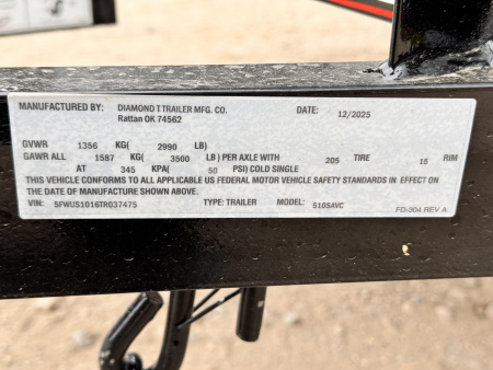 New 2026 Diamond T 5-10-2H Solid Side RampGate Utility 3K GVWR