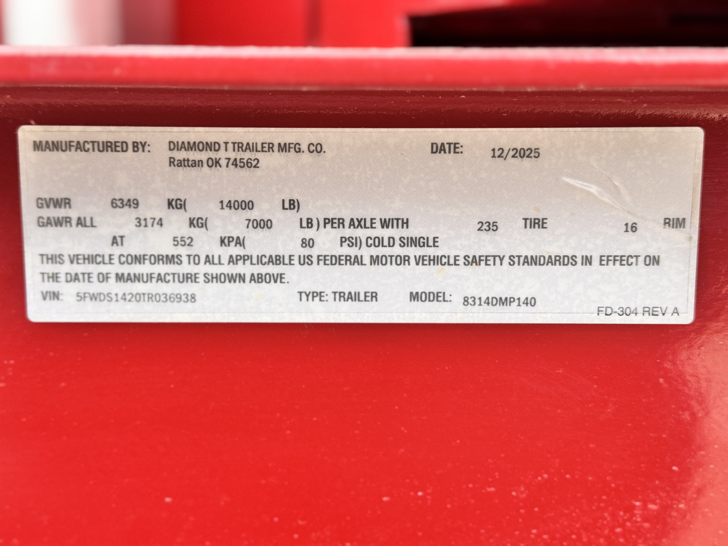 New 2026 Diamond T 7-14 Dump W/ 7 Gauge Floor/Wall 7K Axles