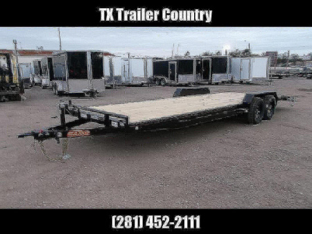 New 2026 J&C Trailers 83X24 7K Car Hauler / Racing Trailer / Flatbed Trailer / 3500# Axles / Dovetail / LEDs / 5ft Stow Away Ramps