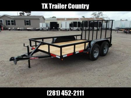 New 2026 J&C Trailers 77X12 Tandem Axle Utility Trailer / Channel Wrap Tongue / 2  Bulldog Coupler / Heavy Duty 4ft Ramp Gate / LED Lights