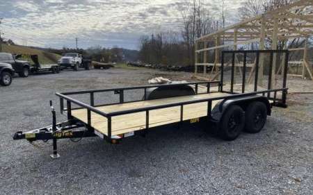 New Big Tex Trailers 60PI 77  x 16 Tandem  Utility Trailer spring assist gate