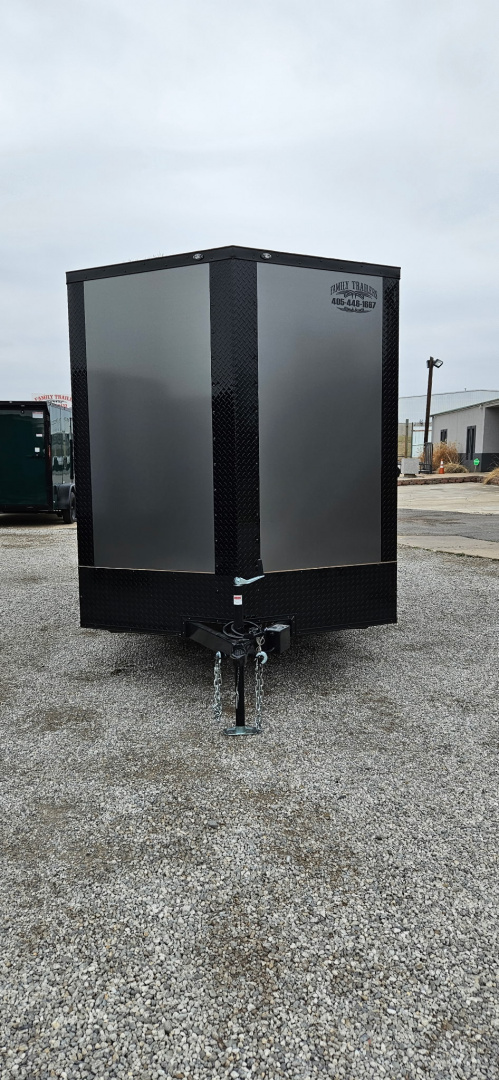 New 2026 Family Trailer 7x12 Tandem Axles Cargo / Enclosed Trailer-Screwless- Blackout Pkg-Rear Spoiler