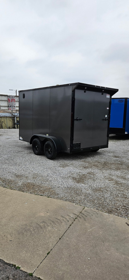 New 2026 Family Trailer 7x12 Tandem Axles Cargo / Enclosed Trailer-Screwless- Blackout Pkg-Rear Spoiler