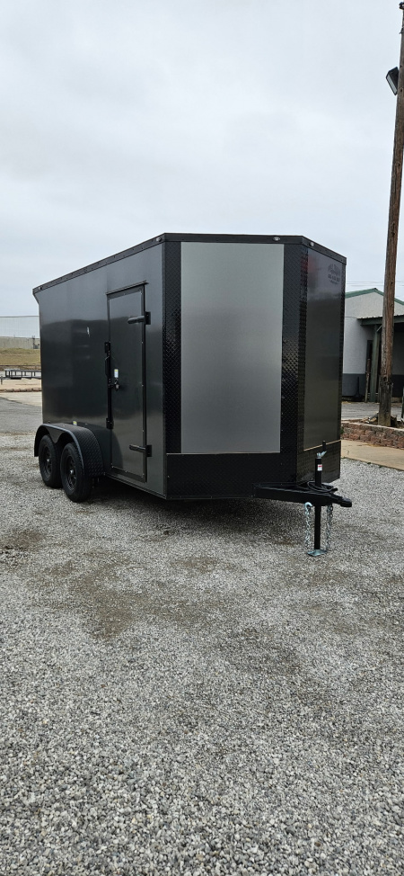 New 2026 Family Trailer 7x12 Tandem Axles Cargo / Enclosed Trailer-Screwless- Blackout Pkg-Rear Spoiler