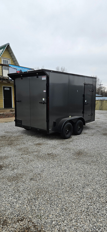 New 2026 Family Trailer 7x12 Tandem Axles Cargo / Enclosed Trailer-Screwless- Blackout Pkg-Rear Spoiler