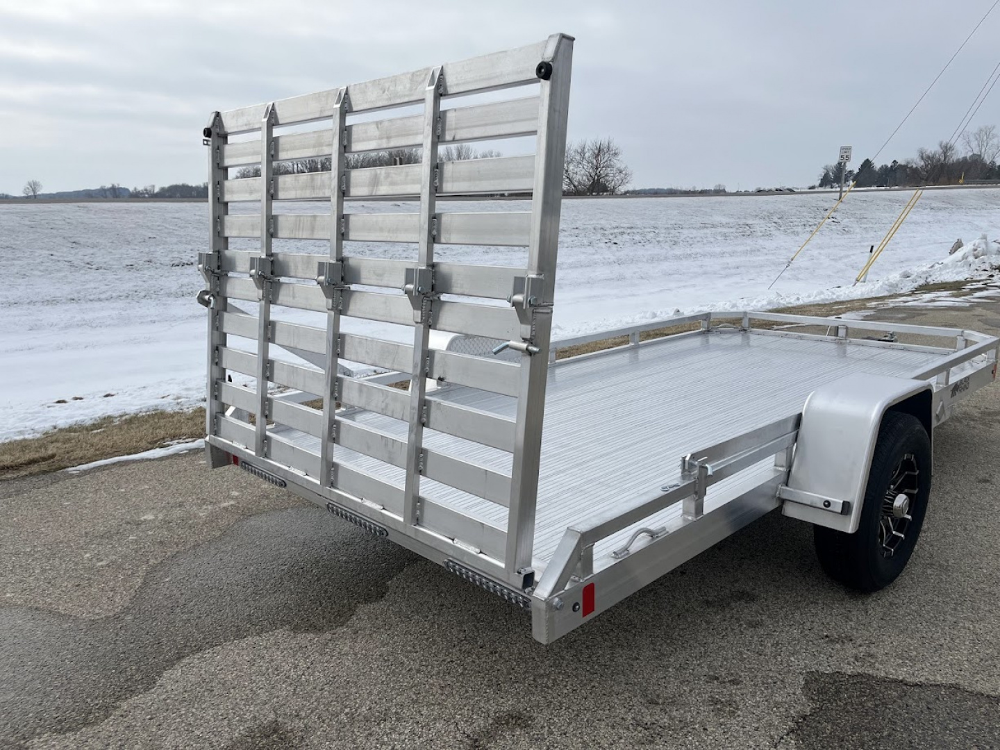 New 2026 Black Rhino LPS8114A-5K Aluminum 5K GVWR 77"x14' w/ Brakes and Bifold Gate (ATV / UTV / Side by Side) Utility Trailer