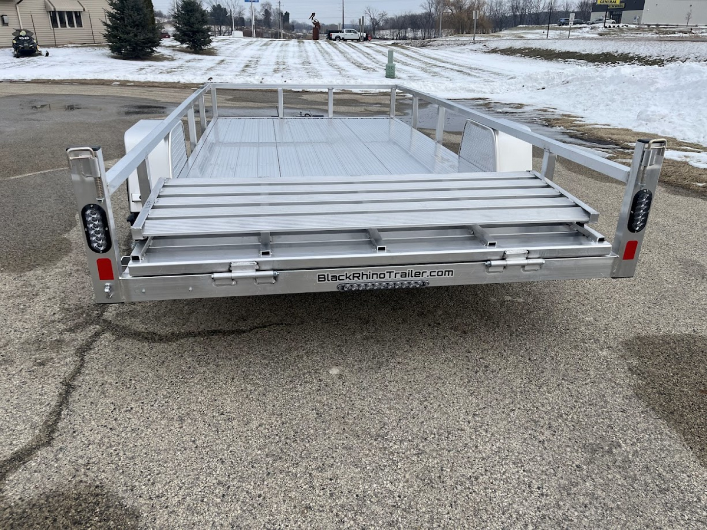 New 2026 Black Rhino LSS714A-5K Aluminum 5K GVWR 81"x14' w/ Brakes & Bi-Fold Gate (ATV / UTV / Side by Side) Utility Trailer