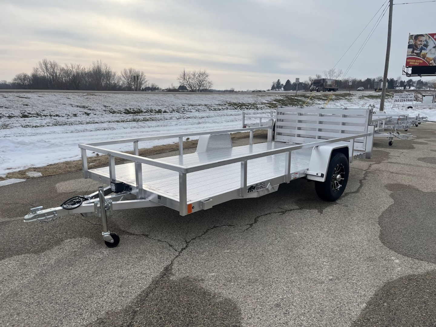 New 2026 Black Rhino LSS714A-5K Aluminum 5K GVWR 81"x14' w/ Brakes & Bi-Fold Gate (ATV / UTV / Side by Side) Utility Trailer