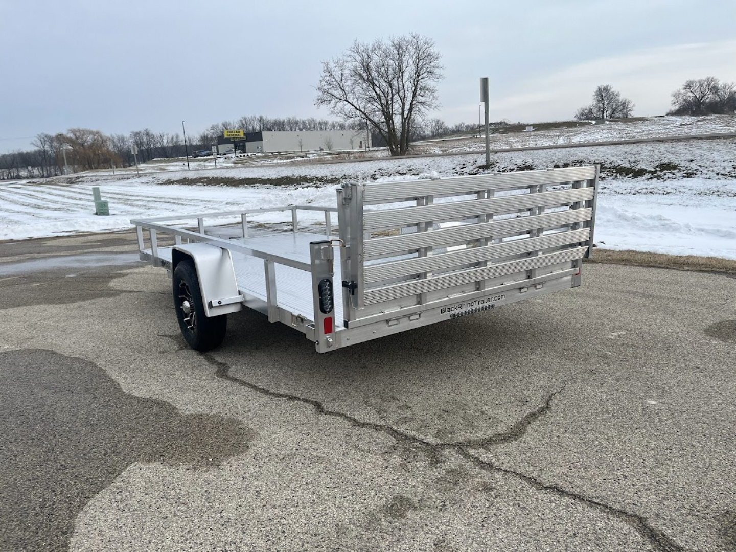 New 2026 Black Rhino LSS714A-5K Aluminum 5K GVWR 81"x14' w/ Brakes & Bi-Fold Gate (ATV / UTV / Side by Side) Utility Trailer