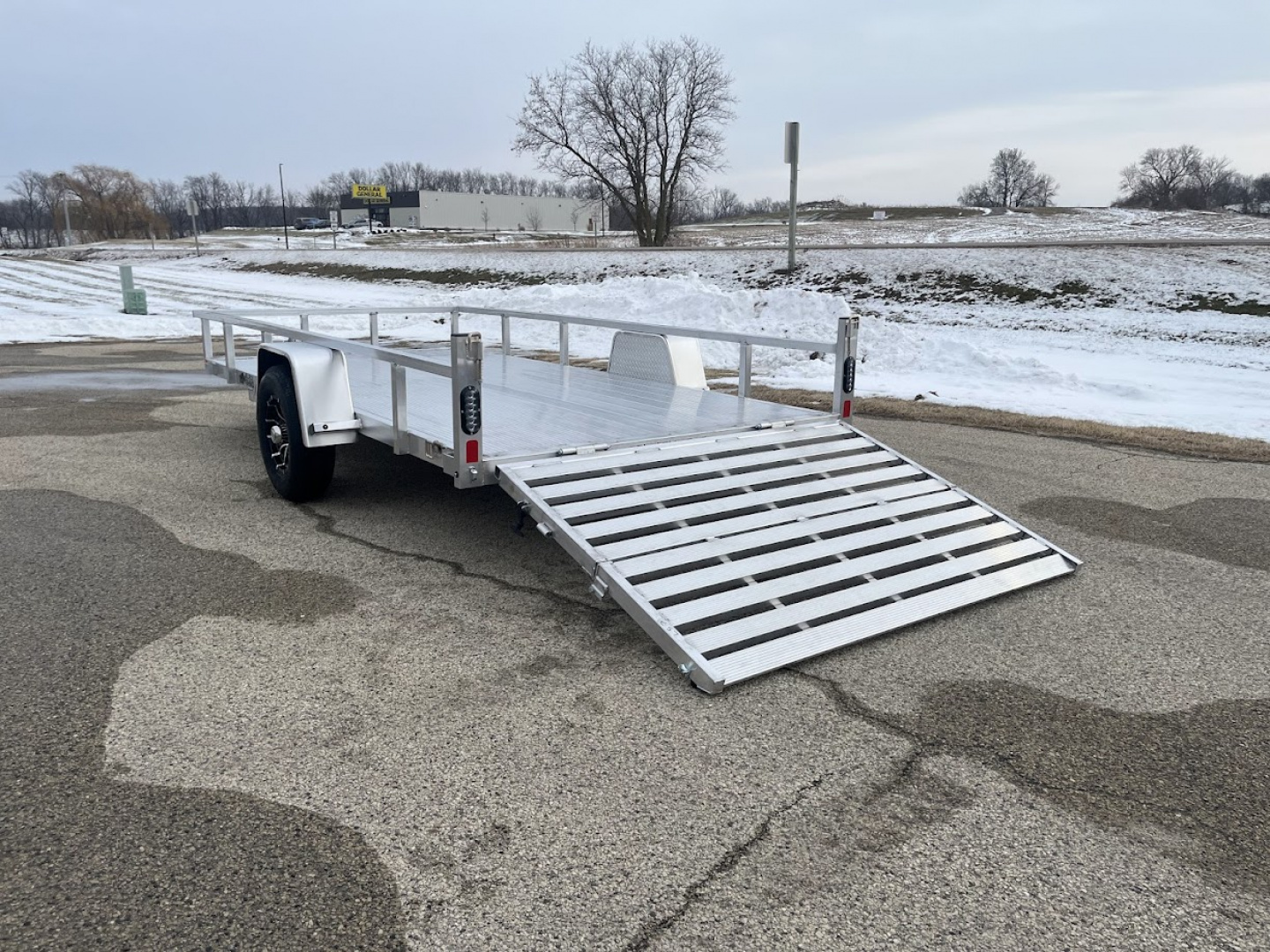 New 2026 Black Rhino LSS714A-5K Aluminum 5K GVWR 81"x14' w/ Brakes & Bi-Fold Gate (ATV / UTV / Side by Side) Utility Trailer